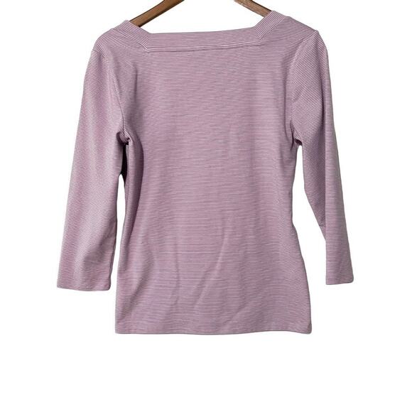 Lauren Ralph Lauren Purple White Striped Slim Fit Cotton Top Womens Large - Picture 3 of 12